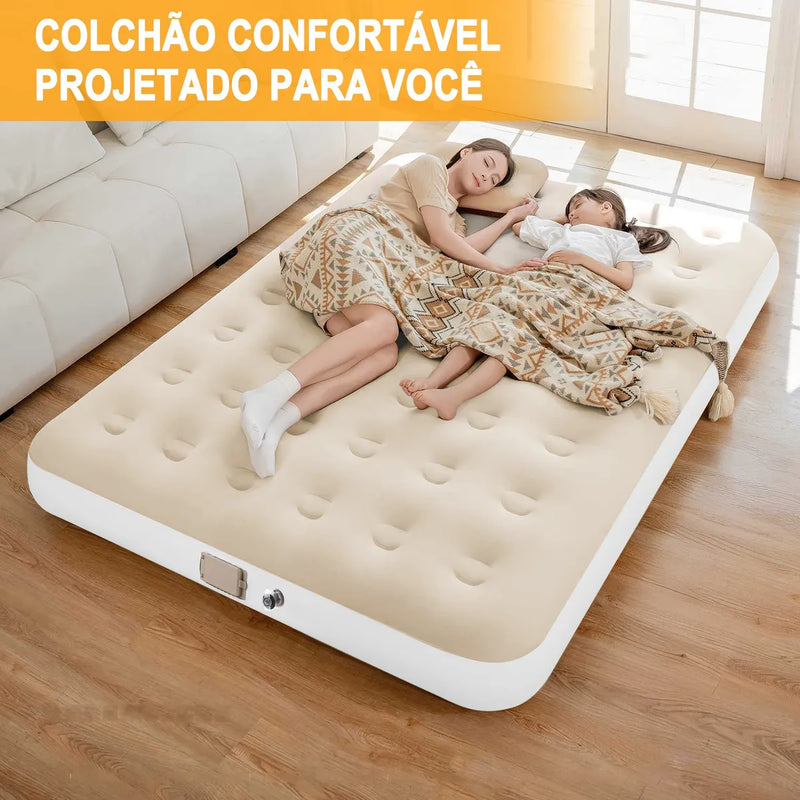 Colchão Inflável Queen com Bomba + 2 Travesseiro