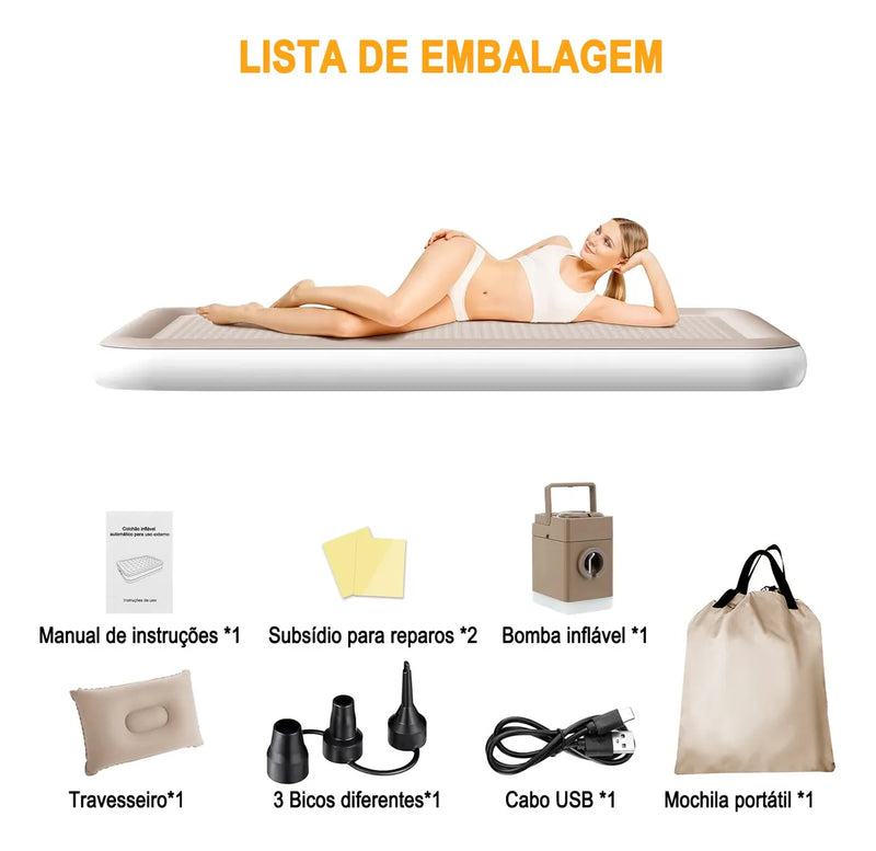 Colchão Inflável Queen com Bomba + 2 Travesseiro