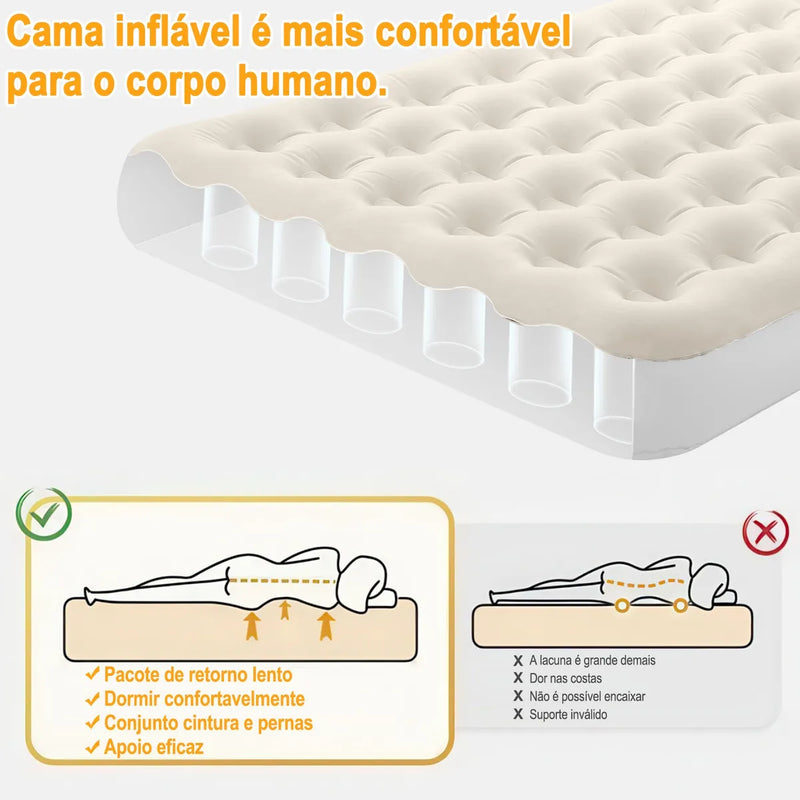 Colchão Inflável Queen com Bomba + 2 Travesseiro